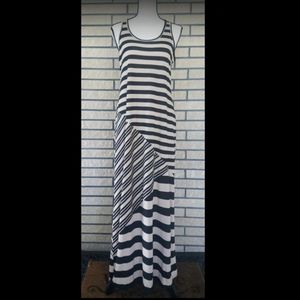 Long Dress Black and Cream Stripe for Women Size Large